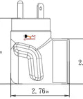 Road Trip Ready Ev Charging Adapter For Tesla Model 3 Or Model Y With Tt 30P Rv Plug dimensions 3.11x2.76 inches outlined view.