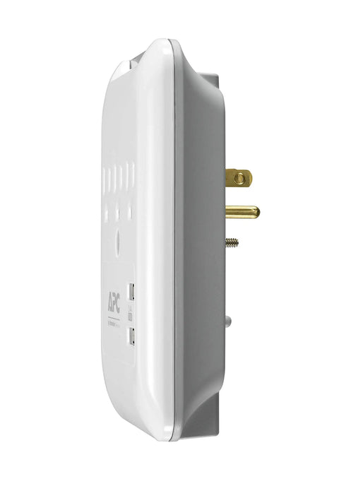 Side view of Wall Mount Surge Protector With USB Ports 540 Joule Protection Three Outlet Power Strip 3.4 Amps USB Charging