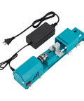 Ridiculously Tight Compact Mini Lathe Machine With 150W Powerful Motor For Wood Beading Polishing And Precision Carving Hitting 9000 Rpms, showing motor and removable tool rest.