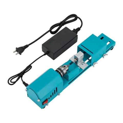 Ridiculously Tight Compact Mini Lathe Machine With 150W Powerful Motor For Wood Beading Polishing And Precision Carving Hitting 9000 Rpms, showing motor and removable tool rest.