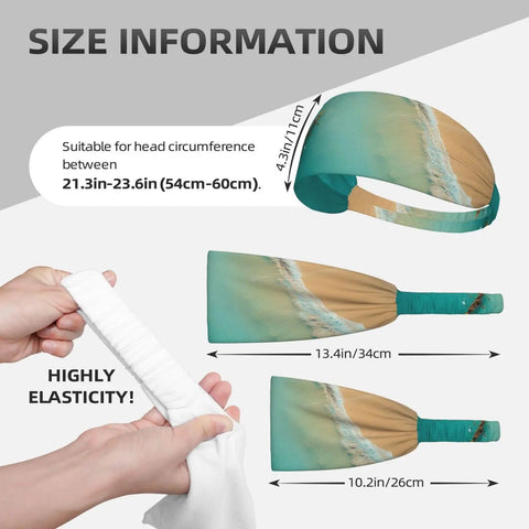Sweat-Wicking Headband For Sports And Workouts, Ultra Wide 11cm Hairband For Men And Women with sea landscape design