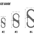 Size guide for Size 2 Stainless Steel S Biner With SlideLock Dual Locking Gates For Keys Backpack Or Belt Loop Secure Clip