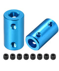 6mm to 8mm Bore Rigid Shaft Coupler With Set Screw, 25mm Length, 14mm Outer Diameter Aluminum Alloy, Blue Clamp, 2pcs
