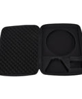 Open view of Travel Carrying Case For Mini Dish Kit With Shockproof IP67 EVA Storage and precise foam inserts for RV, yacht, SUV use.