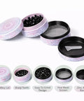 Manual Spice Grinder With No Fuss Quiet Grind, Calm Precision Die Cast Zinc Alloy, Mandala Style, pink and blue gradient