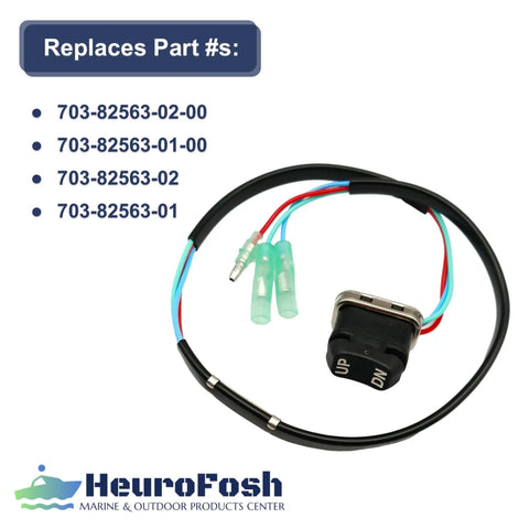 Drop In Tilt Trim Switch For Yamaha Outboard Motors 2 Stroke And 4 Stroke 8 To 250 HP Replaces OEM 703-82563-02 703-82563-01 703-82563-00 Fits 1984 To 2003 Yamaha 2, 4 Stroke, black wired switch with UP/DN buttons