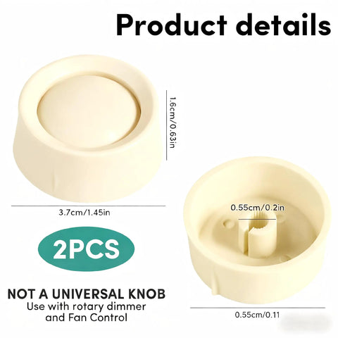 Beige Rotary Dimmer Switch Knob Pair Universal Replacement For Lutron D600P D603P And DNG600P, top and bottom view