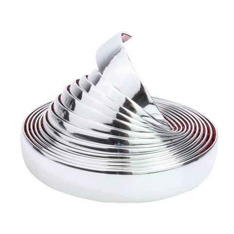 Automotive chrome trim molding coil, 16 ft long, 1 in wide, self-adhesive, UV-protected, heavy-duty