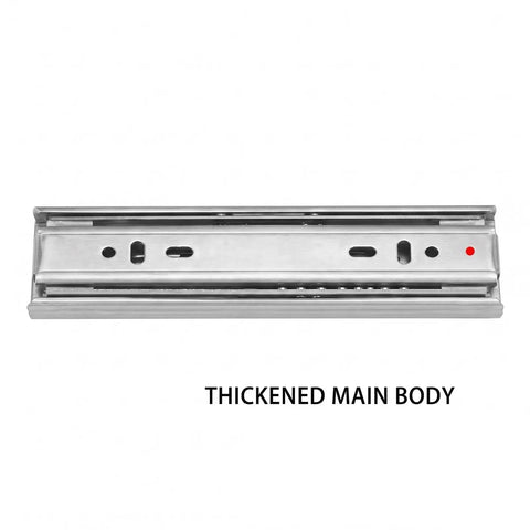 Stainless Steel Drawer Slides With Soft Close And Full Extension Ball Bearing Glides showing thickened main body for durability.
