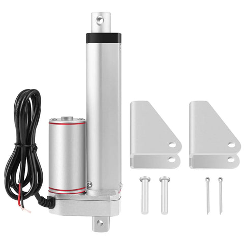 Straight Up Smooth Quiet 24V Linear Actuator Delivering 750N Of Steady Push Power For Flexible Stroke Adjustments with mounting hardware.