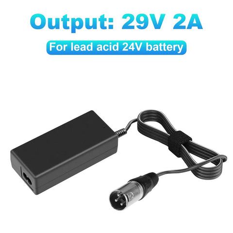29V 2A Scooter Battery Charger For 24V Scooters And Power Chairs With XLR Connector 100 To 240V AC Input Fast 29V 2A Output Beats 24V 1A Chargers And Fits Wide Range Of Mobility Scooters