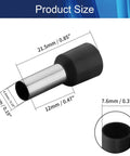 Heavy Duty 250 Pack Of Preinsulated Copper Wire Ferrule Connectors For Quick Plug And Play Electrical Jobs Featuring Slick Crimp Terminals Upgraded For Ve1012 Wires product size diagram with measurements.