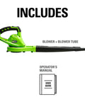 40V Cordless Leaf Blower With 150 MPH Air 135 CFM Turbo Concentrator Nozzle Tool and Blower Tube with Manual