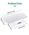 Digital Pet Scale For Small Animals And Kitchen Use, Ultra-Compact with dimensions, shown in white with digital display