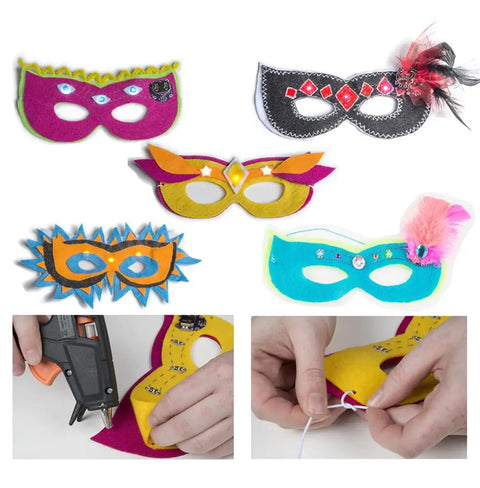 Colorful masks from LilyPad Sewable Electronics Starter Kit For Arduino Learning E Textiles Cuttable Electronics Projects.
