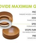 Small Furniture Wheel Caster Cups With Grippy Rubber Grip Set Of 4 1-3/4 Inch Round Floor Protectors, caramel color, open view