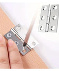 Installing Ten Piece Stainless Steel Flat Cabinet Hinges Set, rust resistant, smooth swivel, on wooden surface
