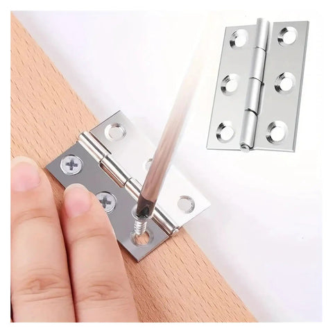 Installing Ten Piece Stainless Steel Flat Cabinet Hinges Set, rust resistant, smooth swivel, on wooden surface