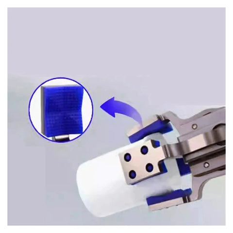 Close-up of a Heavy Duty Pneumatic Fixture Cylinder With Four Claw Clamp And Sensor Switch For Mechanical Arm Gripper Finger Cylinder Water Spout Clip