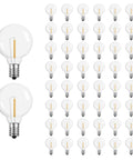 G40 LED Replacement Bulbs 1 Watt Shatterproof Globe Bulbs For Indoor Outdoor String Lights With E12 C7 Candelabra Screw Bases Warm White 50 Pack