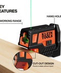 Compact Self Leveling Laser Level With Plumb Spot, Bright Green Cross Lines, 75 Foot Range, Class 2 Laser on wooden surface