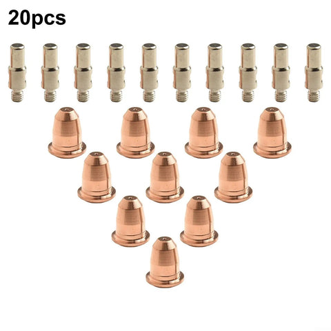 Plasma Cutter Torch Consumables Kit With 20 Pieces For Any Series Includes 10 Electrodes And 10 Nozzles 0.8mm Aperture Replacement