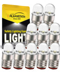 Badass E5 And E5.5 Led Bulbs 24V White Screw Base Replacement For Model Train Layouts Locos Wagons Streetlights Straight Up Heavy Duty Plug And Play 100Lm Knockout Glow Pack Of 10 with packaging and bulbs displayed.