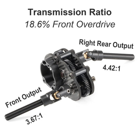 Ultralight Carbon Fiber Overdrive Transmission OD3 For AR44 Capra Axle LCG 1x10 RC Rock Crawler with ratio details
