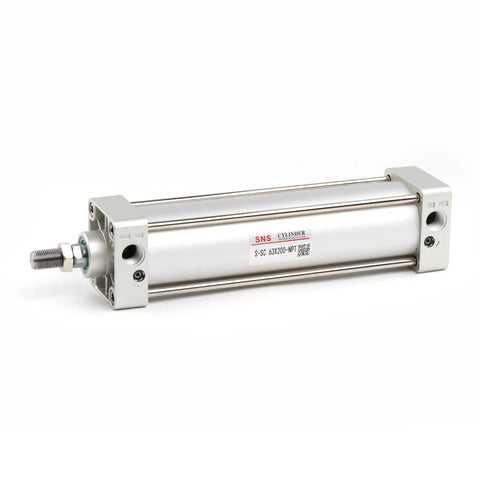 Standard Pneumatic Air Cylinder 63 mm Bore 200 mm Stroke Double Acting With NPT Three Eighth Port Aluminum Body