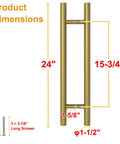 Titanium Gold Round Barn Door Handles For Dual Sided Pulls On Exterior Shower Doors And French Doors, 12 To 59 Inch Lengths