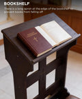 Solid Pine Wood Prayer Bench Kneeler With Cushioned Seat For Home And Church Use shown with books on top.