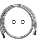 Pre Rinse Sprayer Hose Replacement Kit For Kitchen Sink Faucets, 60 Inch Flexible Stainless Steel Hose with washers shown