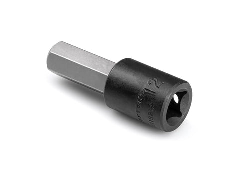 Three Eighths Inch Drive Hex Impact Bit Socket 12 Millimeter, Precision Bit Geometry and Two-Piece Design for Higher Torque and Durability