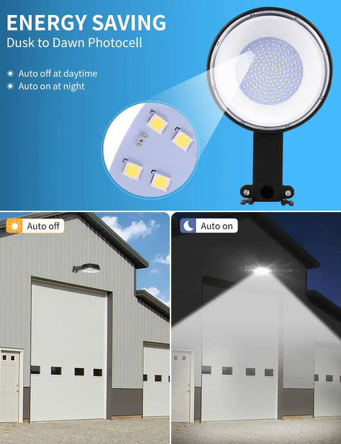 Dusk To Dawn 150W LED Barn Light Heavy Duty Outdoor Security Flood Light 18000 Lumens 6500K Daylight IP65 Waterproof For Garage Yard Street Warehouse Barns 2 Pack