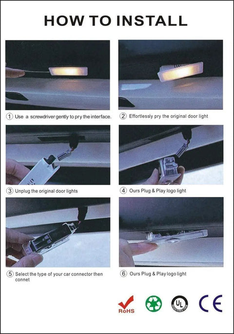 Installation steps for Four Pack Car Door Light Projectors With LED Puddle Lights, Dope Welcome Lights For 1 Through 7 And X1 X2 X3 X4 X5 X6 X7 M Z GT.