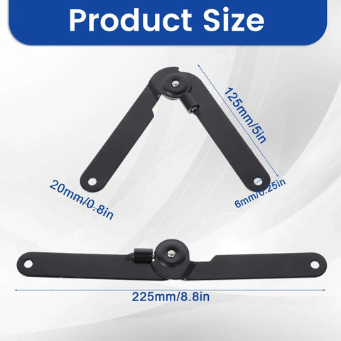 Two Pack 180 Degree Lid Support Hinges Black Rotatable Folding Heavy Duty Locking Hinges for Furniture Dimensions