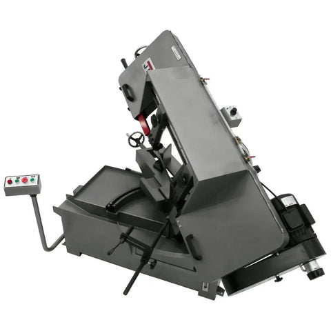 10x16 Horizontal Mitering Bandsaw With 0 To 45 Degree Mitering Swing Away Control Panel Variable Speed Drive Heavy Duty Workhorse Gear Transmission With Oil Bath Downfeed System 1.5 HP 115 230V 1 Phase