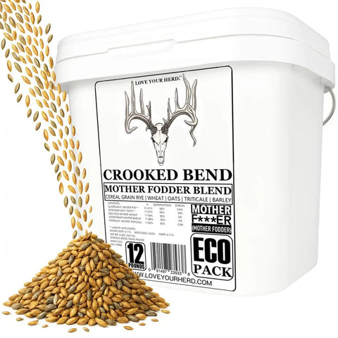 Mother Fodder Blend 12Lb EcoPack All In One Grain Seed Mix For Bird Food bucket with oats spilling out
