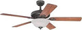 Oil Rubbed Bronze 52 Inch Ceiling Fan With Dimmable LED Light, Frosted Glass Kit, Remote Control, Reversible Dark Cherry Blades