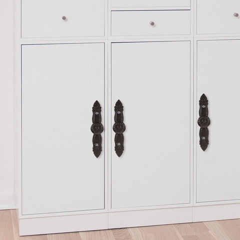 Vintage Cast Iron Drawer Pulls For Wardrobe And Cabinets on white cabinet, classic iron furniture hardware, rustic look