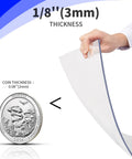 Hand holding 1/8 inch thick clear PET sheet next to coin showing thickness for Two Pack One Eighth Inch Thick Plexiglass Sheets 36 Inch By 24 Inch