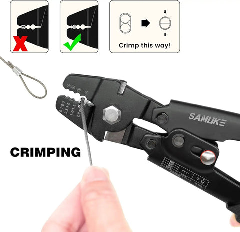 Beefy Heavy Duty Wire Rope Crimping Tool Kit for Aluminum Crimp Sleeves Up To 2.0mm in use for small stainless steel cable