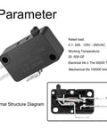 125V To 250V SPDT Snap Action Micro Limit Switch Button For Microwave Ovens And Arcade Door Interlocks, 1NO 1NC, 16A Rating