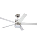 52 Inch Ceiling Fan With Light Kit Dope Modern Indoor Fixture With Integrated LED Uplight And Downlight 6 Speed Wall Control Five Blades Downrod Satin White Finish