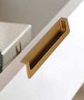 Two Pack Recessed Cabinet Handle And Flush Zinc Alloy Finger Pulls For Kitchen Cabinets, Drawers, And Wardrobes, 3.8 Inch Gold Finish
