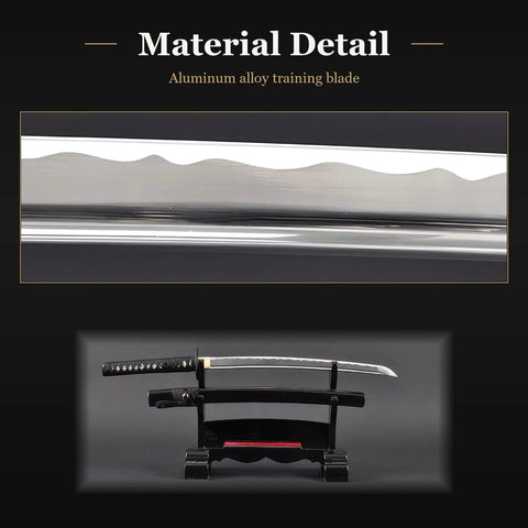 Wakizashi Iaito Training Sword With Unsharpened Aluminum Alloy Blade 21 Inch Fullered Groove For Audible Swing Safe Practice Iaido Sword For Nukitsuke And Noto Drills material detail