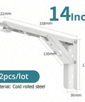 Heavy Duty Folding Shelf Brackets Built From Stainless Steel Collapsible For Tables And Workspaces White 14 Inch Space Saving