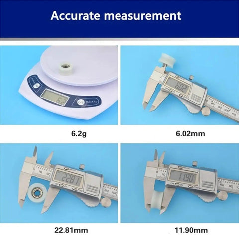Accurate measurement of 20 Pcs U Groove Plastic Coated Bearings With 696ZZ Design including weights and dimensions.