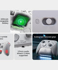 Wired And Wireless Xbox Controller For Series X S PC And Android With features like 1200mAh battery, rumble motors, and audio jack.