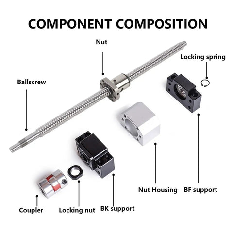 Awesome 16mm Ball Screw Kit With Double Nut Housing And Bk Bf12 End Supports Perfect For CNC Parts That Need Smooth Precision Movement And Reliable Performance In Any Machine Shop Setup, component view